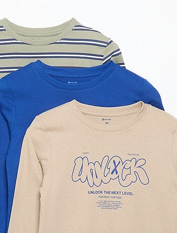 Set di 3 T-shirt a maniche lunghe