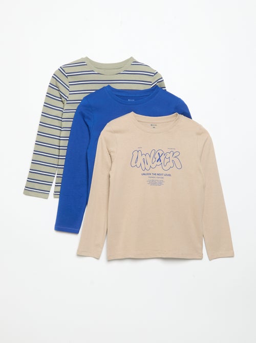 Set di 3 T-shirt a maniche lunghe - Kiabi Set di 3 T-shirt a maniche lunghe - Kiabi
