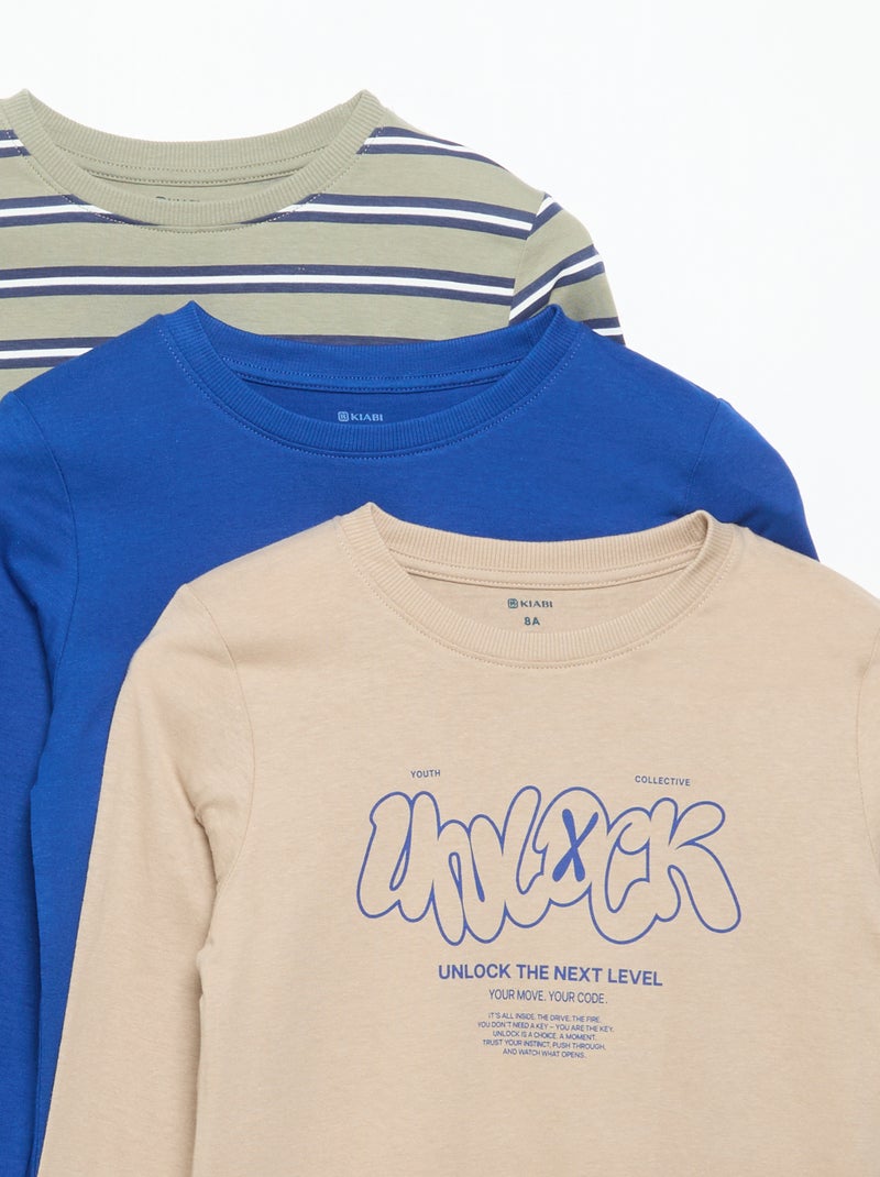 Set di 3 T-shirt a maniche lunghe Beige - Kiabi