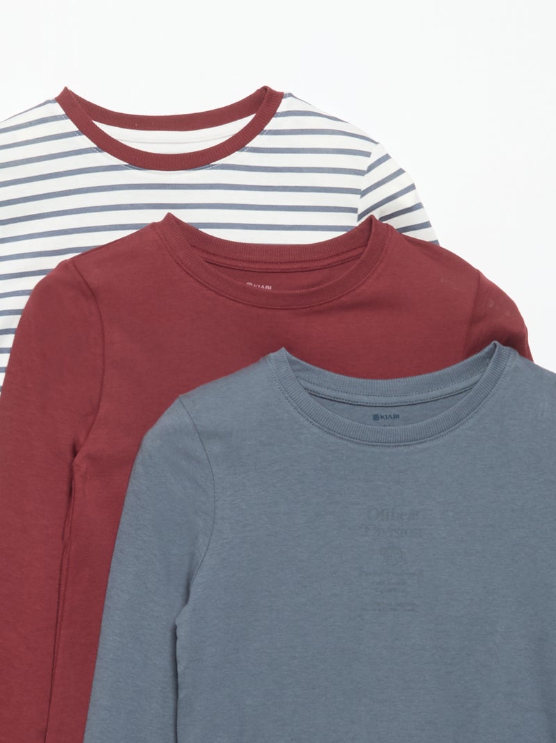 Set di 3 T-shirt a maniche lunghe Blu - Kiabi