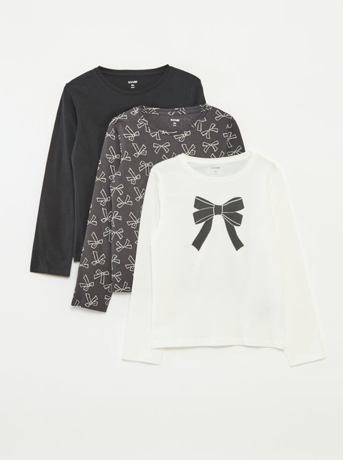Set di 3 t-shirt a maniche lunghe e scollo tondo - Kiabi