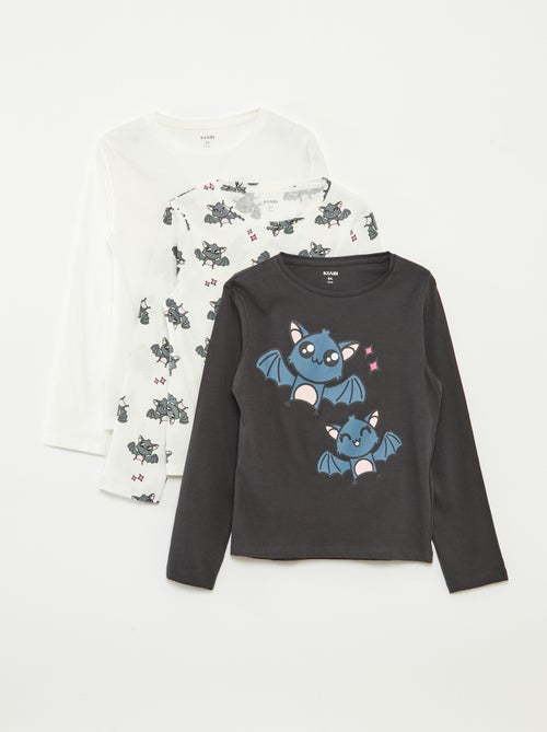 Set di 3 t-shirt a maniche lunghe e scollo tondo - Kiabi