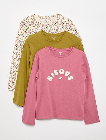 Set di 3 T-shirt a maniche lunghe