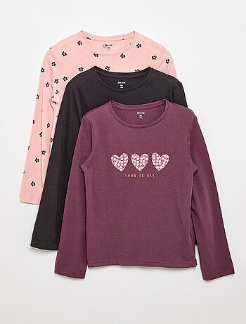 Set di 3 T-shirt a maniche lunghe