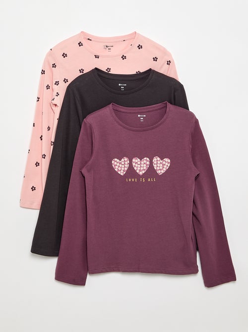 Set di 3 T-shirt a maniche lunghe - Kiabi Set di 3 T-shirt a maniche lunghe - Kiabi