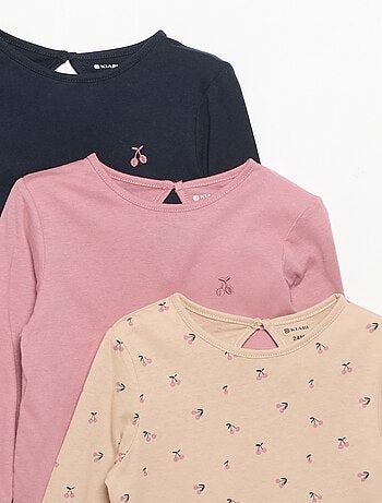 Set di 3 T-shirt a maniche lunghe