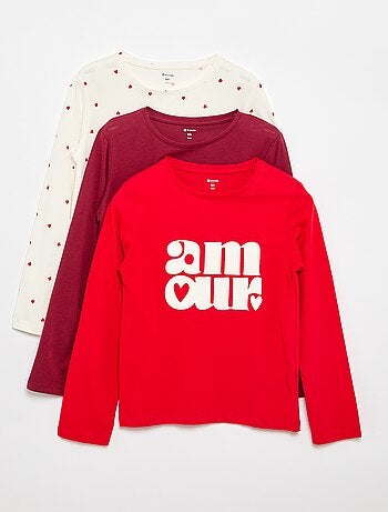 Set di 3 T-shirt a maniche lunghe