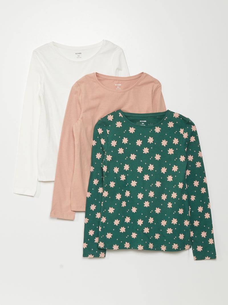 Set di 3 t-shirt a maniche lunghe VERDE - Kiabi