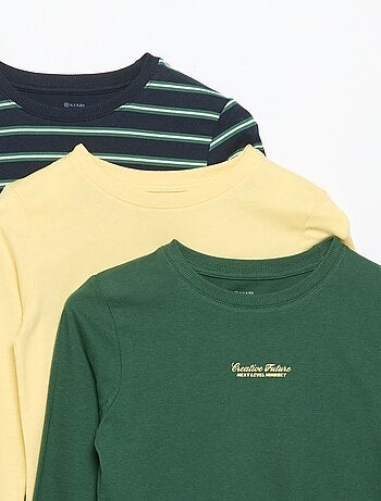 Set di 3 T-shirt a maniche lunghe
