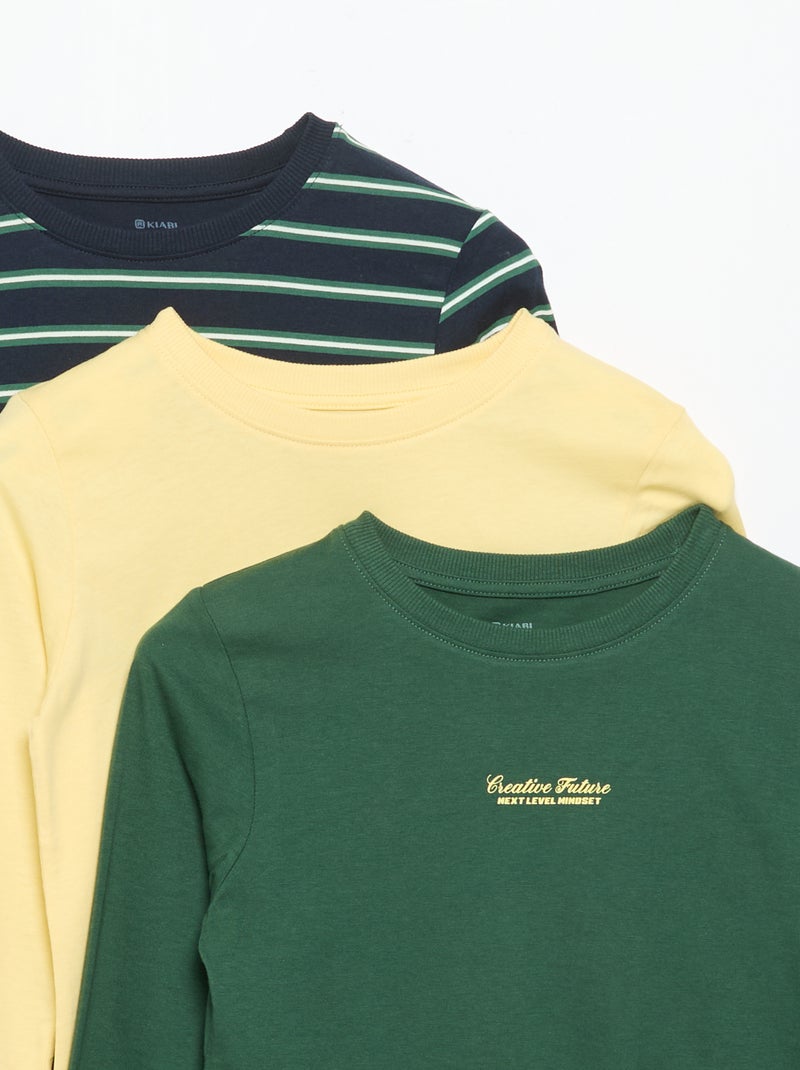 Set di 3 T-shirt a maniche lunghe Verde - Kiabi