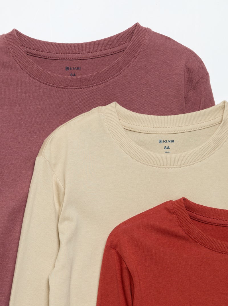 Set di 3 t-shirt a tinta unita Beige - Kiabi