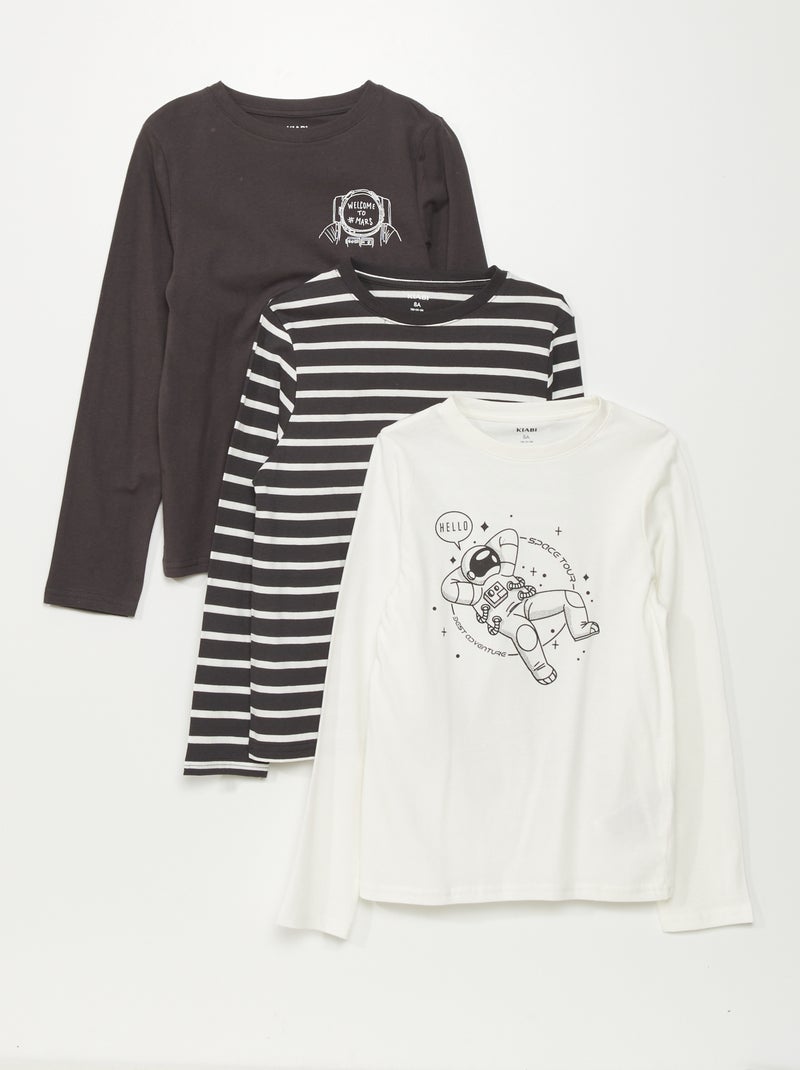 Set di 3 t-shirt in jersey a maniche lunghe BEIGE - Kiabi