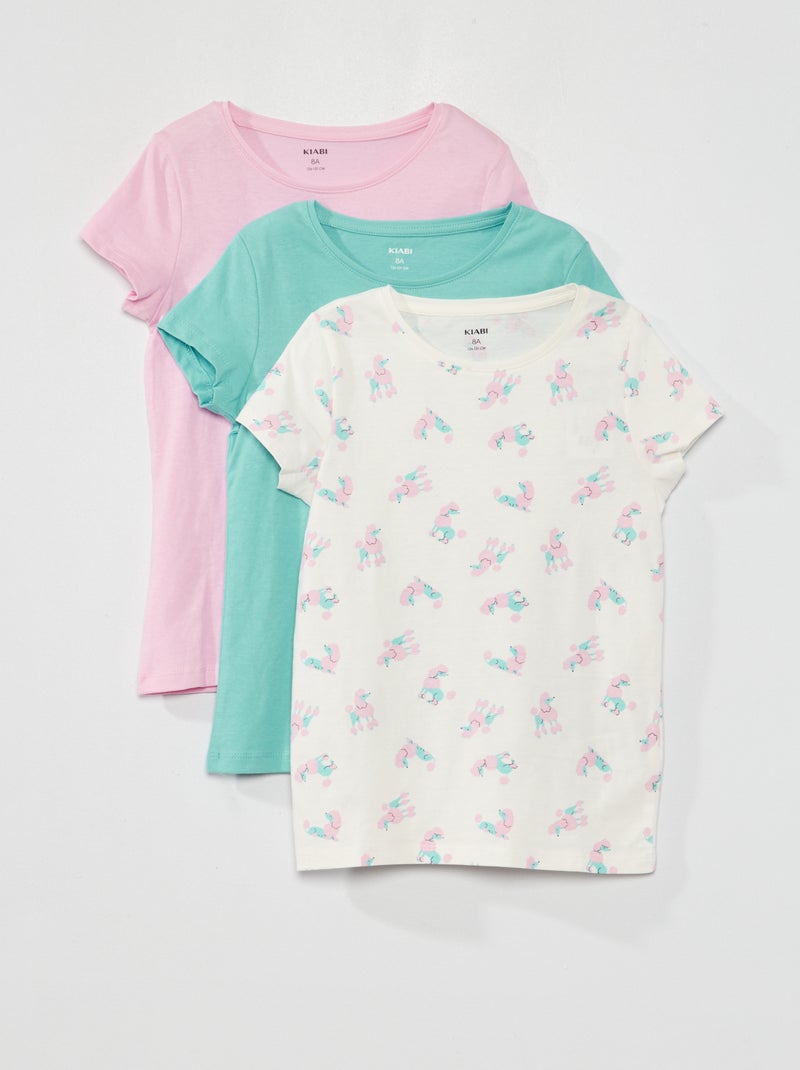 Set di 3 t-shirt in jersey con scollo tondo BIANCO - Kiabi