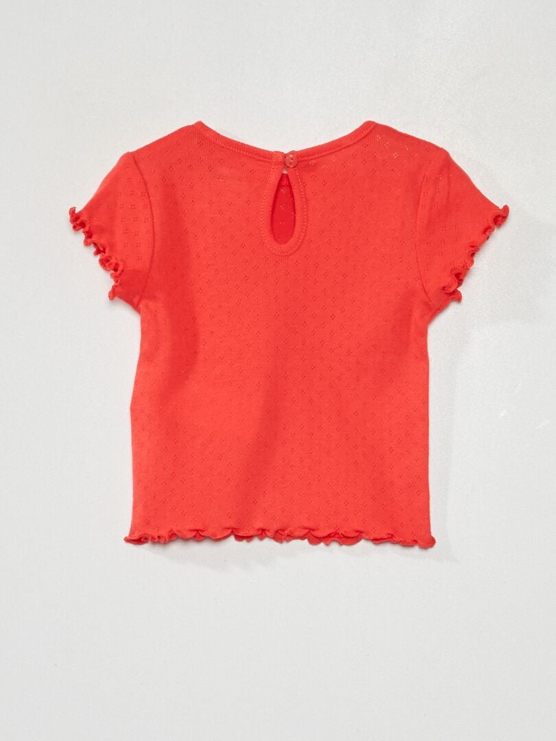 Set di 3 t-shirt in maglia pointelle ROSSO - Kiabi