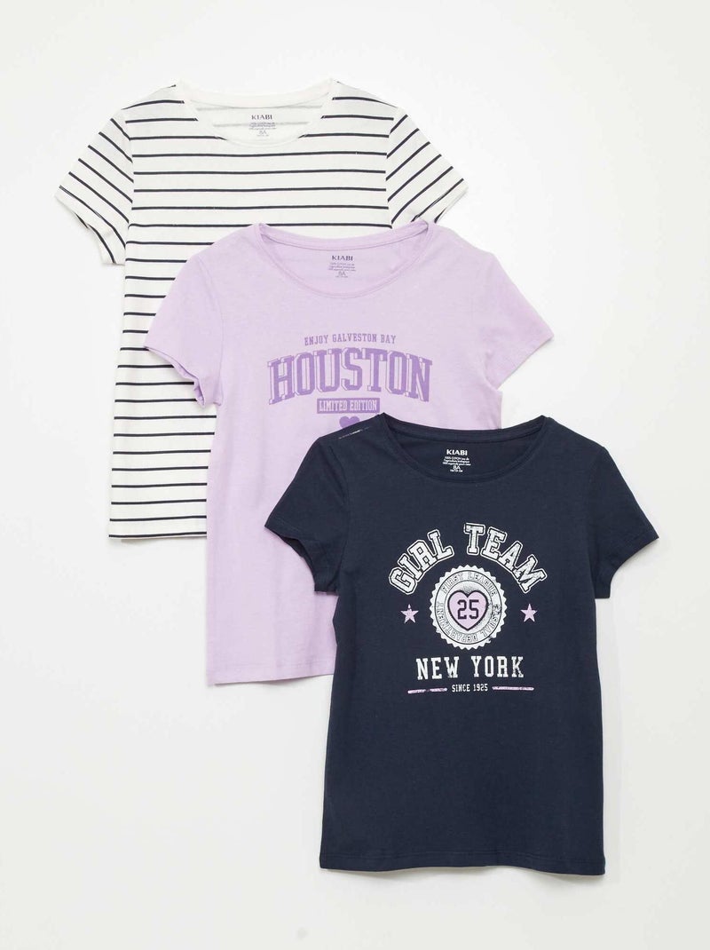 Set di 3 t-shirt stampate VIOLA - Kiabi