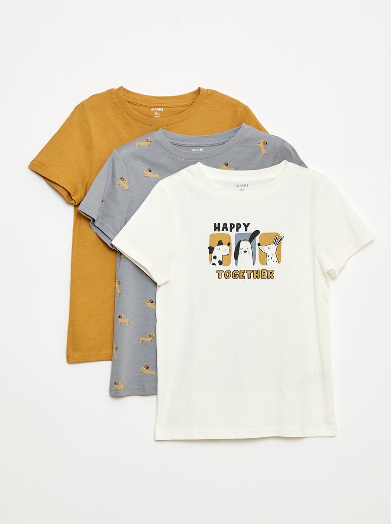 Set di 3 t-shirt stile 'cane' Beige - Kiabi