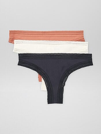 Set di 3 tanga a coste