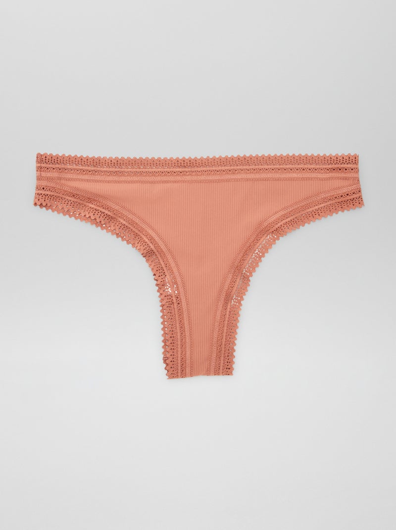 Set di 3 tanga a coste ROSA - Kiabi