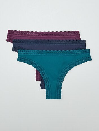 Set di 3 tanga a coste