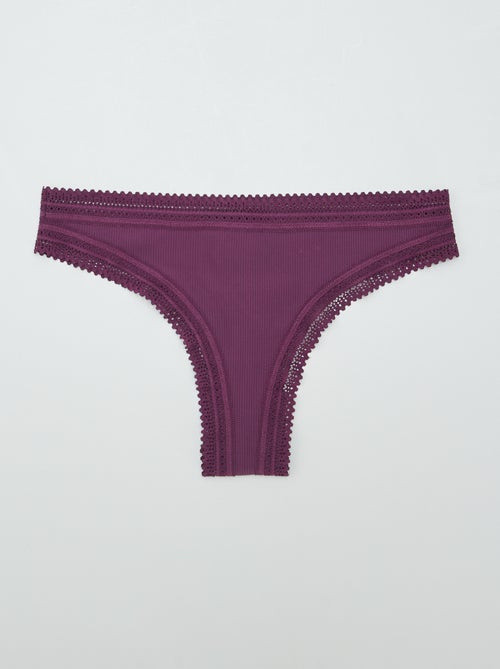 Set di 3 tanga a coste - Kiabi