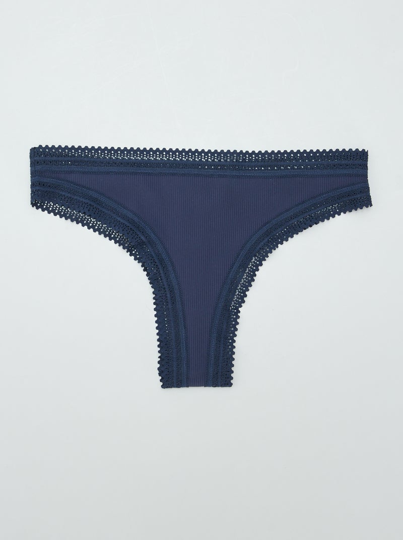 Set di 3 tanga a coste VIOLA - Kiabi