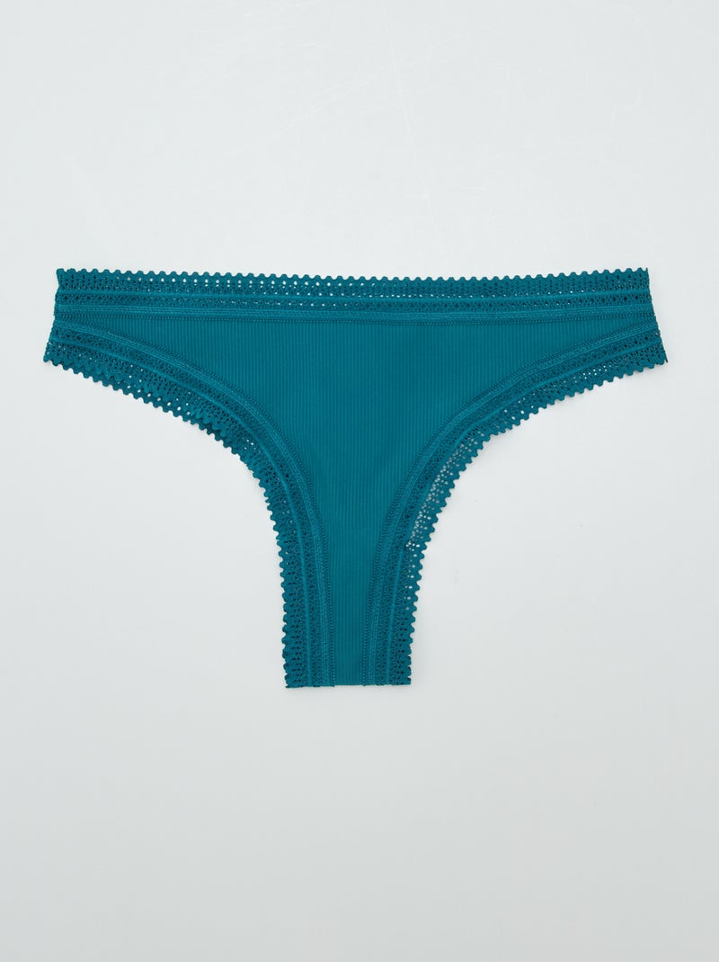 Set di 3 tanga a coste VIOLA - Kiabi