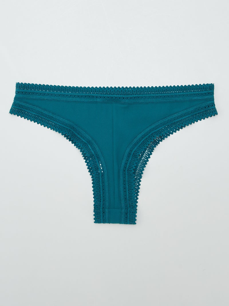 Set di 3 tanga a coste VIOLA - Kiabi