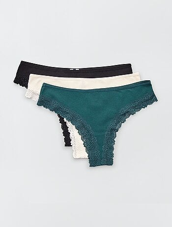 Set di 3 tanga in maglia a coste
