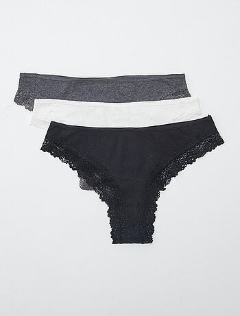 Set di 3 tanga in maglia a coste