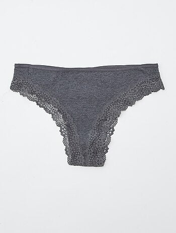 Set di 3 tanga in maglia a coste
