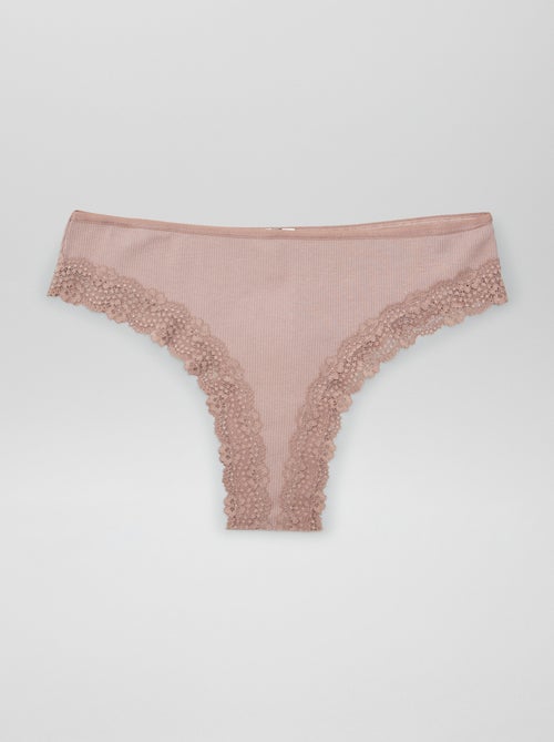 Set di 3 tanga a costine - Kiabi