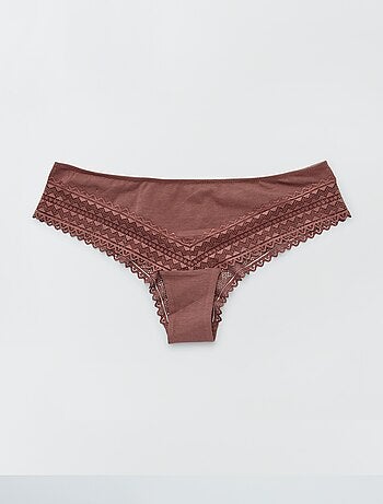 Set di 3 tanga in cotone e pizzo