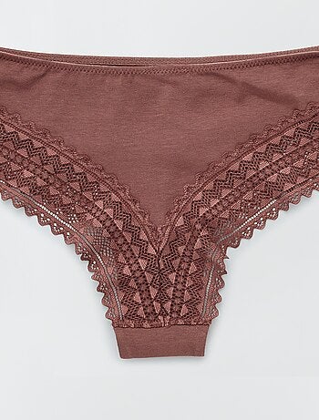 Set di 3 tanga in cotone e pizzo