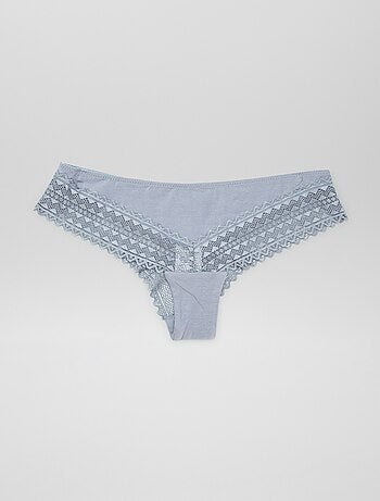 Set di 3 tanga in cotone e pizzo