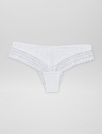 Set di 3 tanga in cotone e pizzo