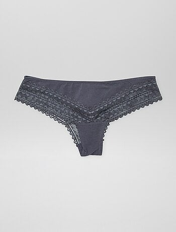 Set di 3 tanga in cotone e pizzo