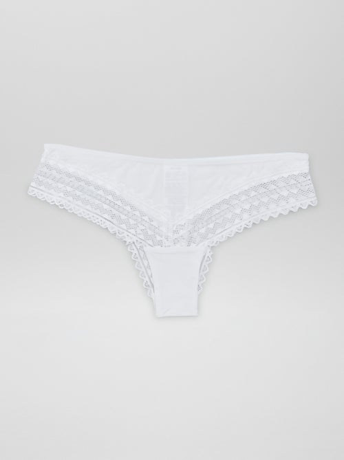 Set di 3 tanga in cotone e pizzo - Kiabi