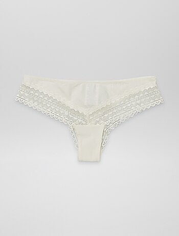 Set di 3 tanga in cotone e pizzo