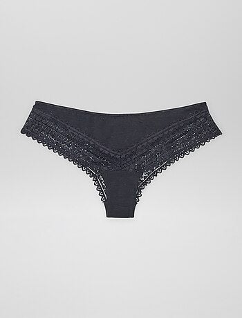 Set di 3 tanga in cotone e pizzo