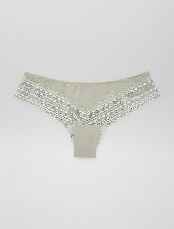 Set di 3 tanga in cotone e pizzo