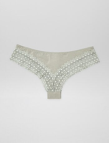 Set di 3 tanga in cotone e pizzo