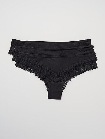 Set di 3 tanga in cotone e pizzo