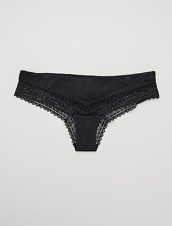 Set di 3 tanga in cotone e pizzo