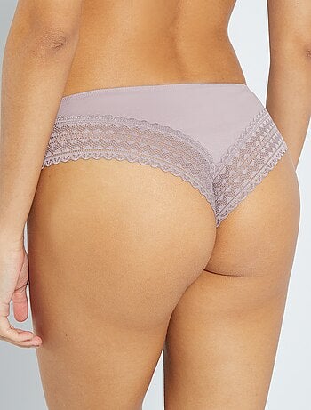 Set di 3 tanga in cotone e pizzo