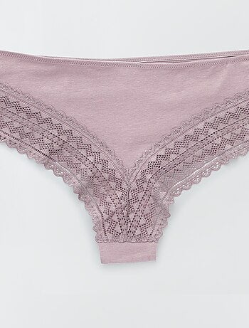 Set di 3 tanga in cotone e pizzo
