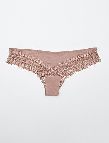 Set di 3 tanga in cotone e pizzo