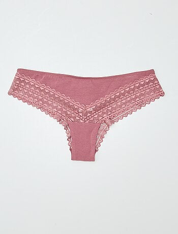 Set di 3 tanga in cotone e pizzo