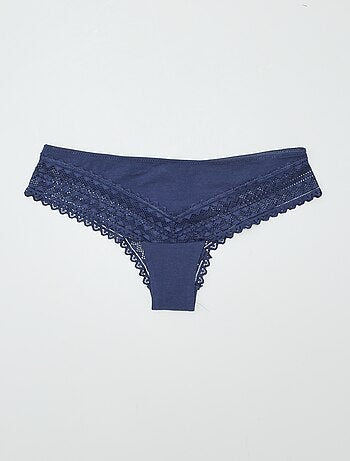 Set di 3 tanga in cotone e pizzo