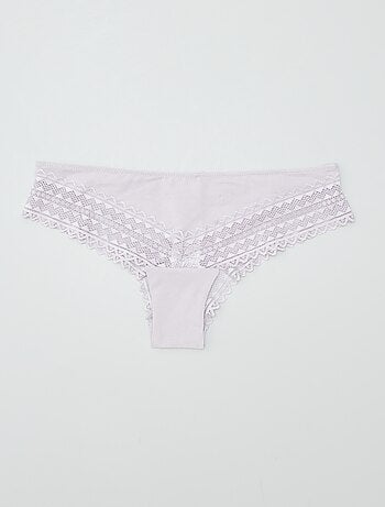 Set di 3 tanga in cotone e pizzo