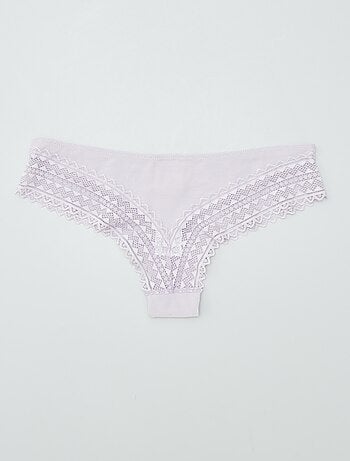 Set di 3 tanga in cotone e pizzo